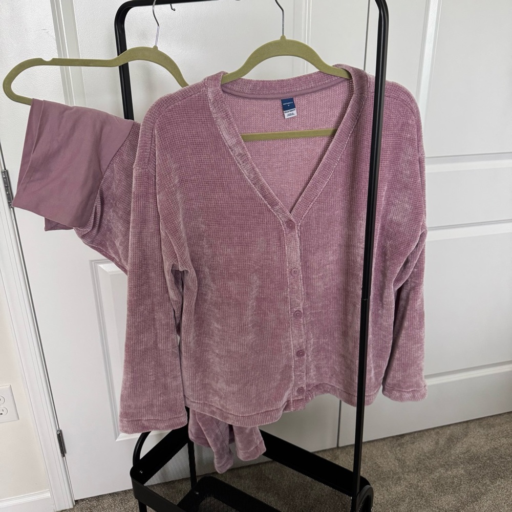 Purple Button-Up Cardigan maternity set